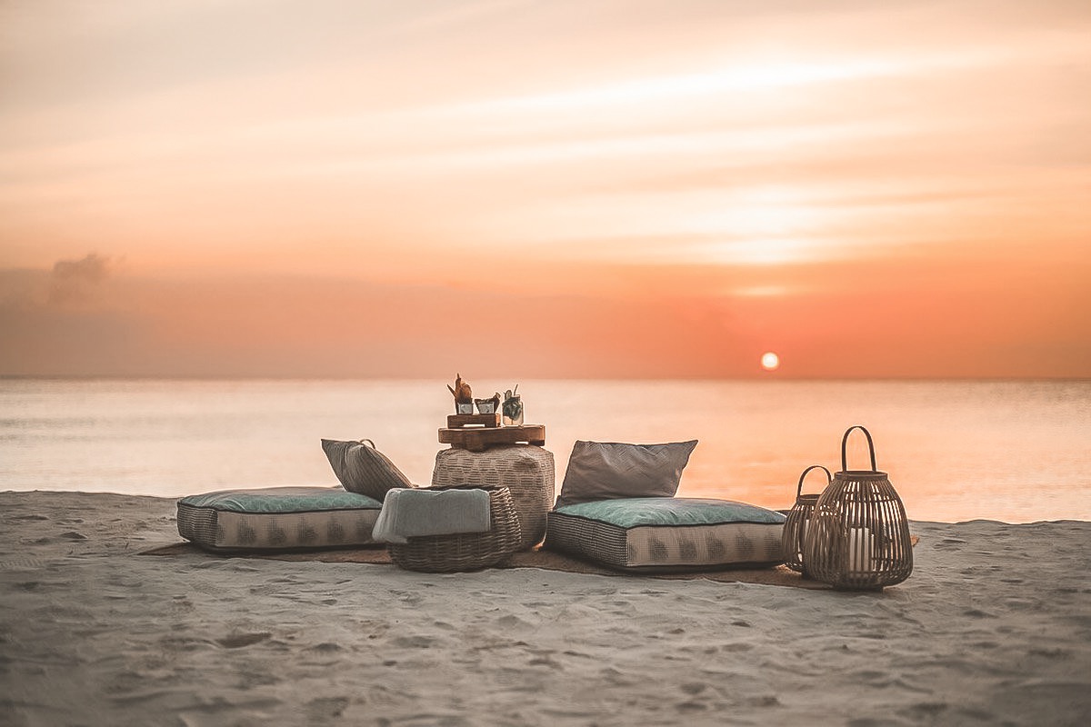 Zuri Zanzibar - sundown set up - sunset, cushions, drinks and snacks!