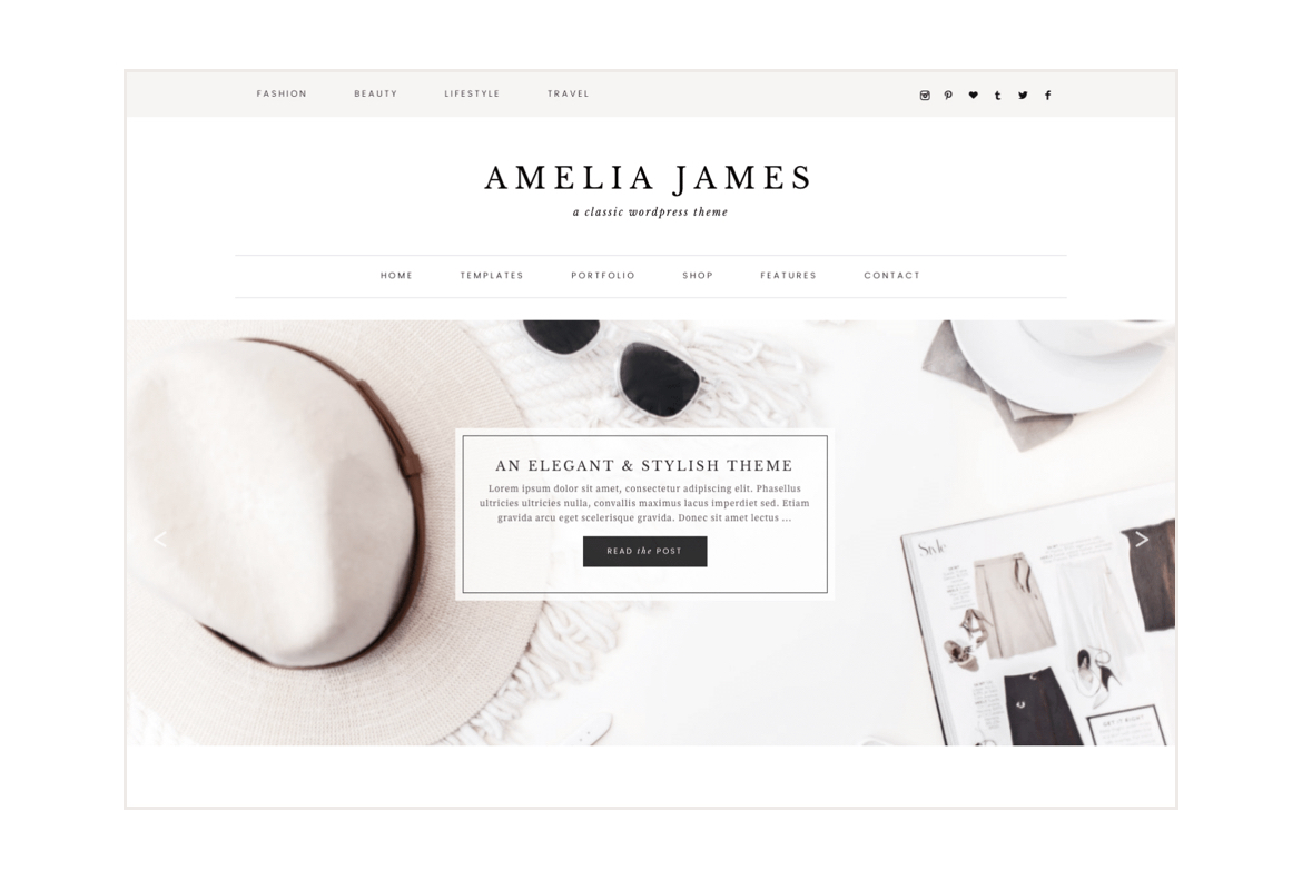17th Avenue Designs - Amelia James wordpress theme