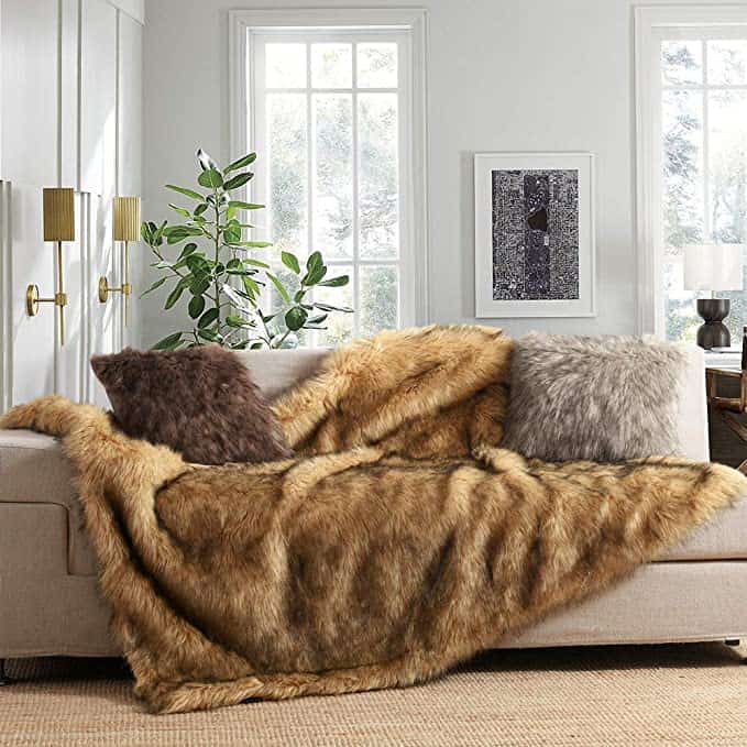 Faux fur throw blanket from Amazon