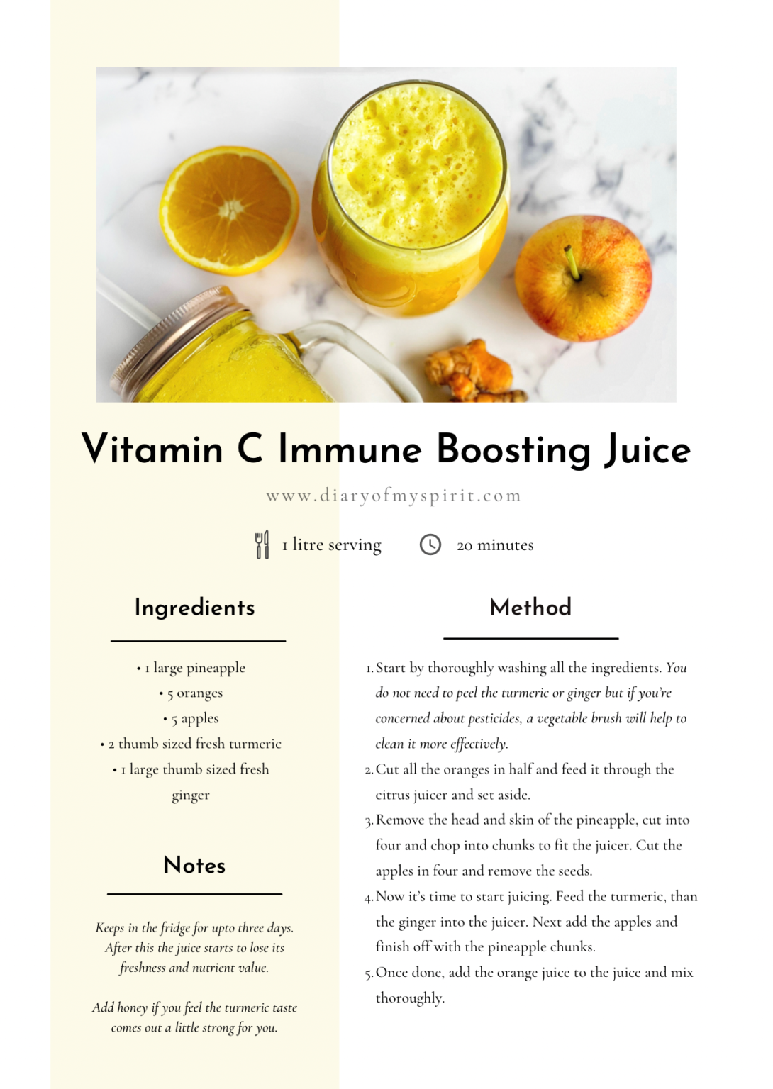 Vitamin C Immune Boosting Juice - Diary Of My Spirit