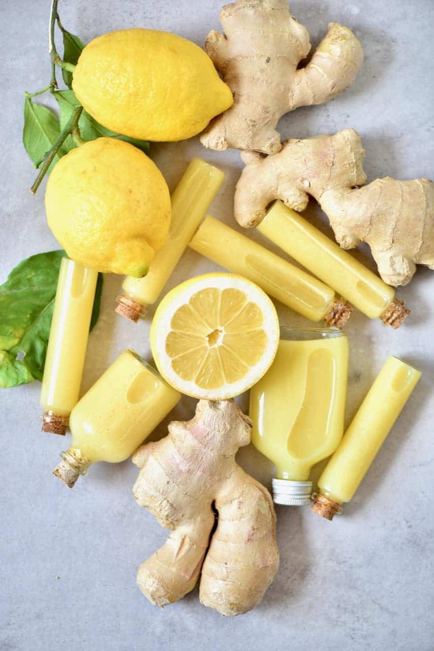 Lemon, ginger and cayenne immunity shots