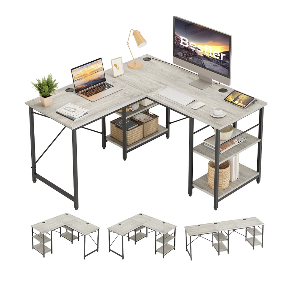 big L shaped table desk with storage