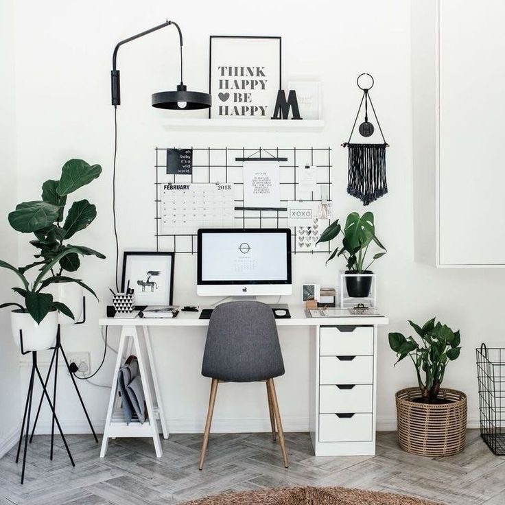 black and white home office decor design