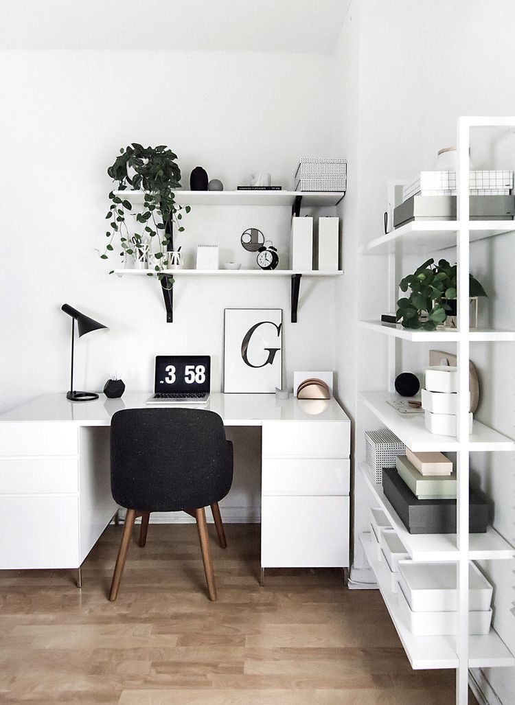 black and white home office decor design