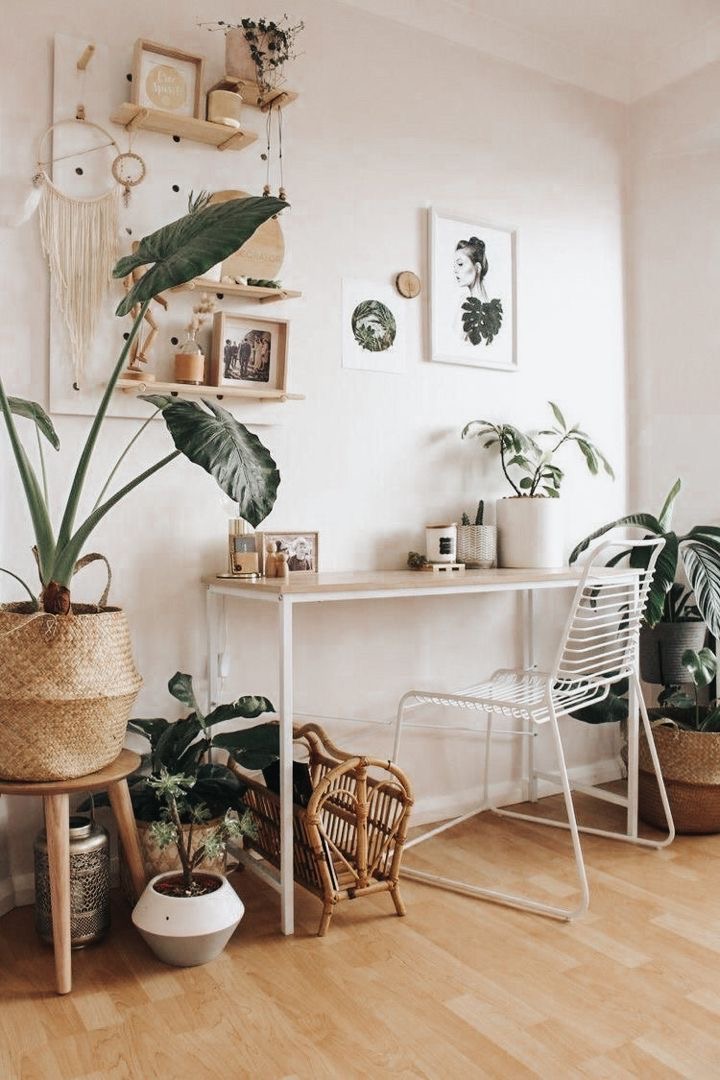 minimalistic boho home office decor design
