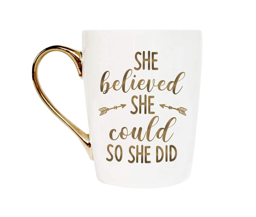 she believed she could so she did tea and coffee mug