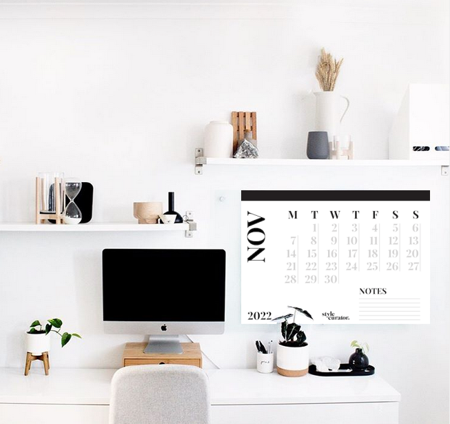 big office work desk wall calendar