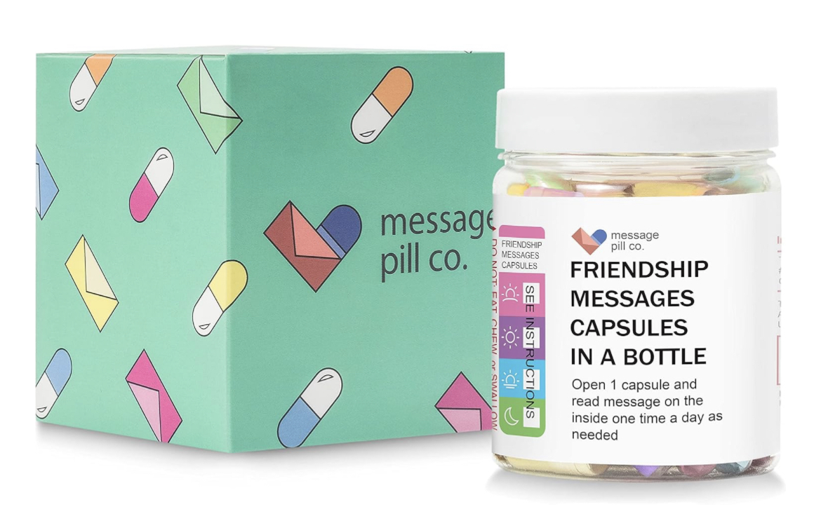 Message pill co friendships messages capsules pills in a bottle on amazon. Best friend gifts. Gift ideas for best friend. BFF gift ideas. Bestie gift ideas. Gift Ideas for a special friend. Gift ideas for sister. Gift ideas for female best friends. Presents for best friend. Unique best friend gifts. Meaningful gift ideas. Thoughtful presents