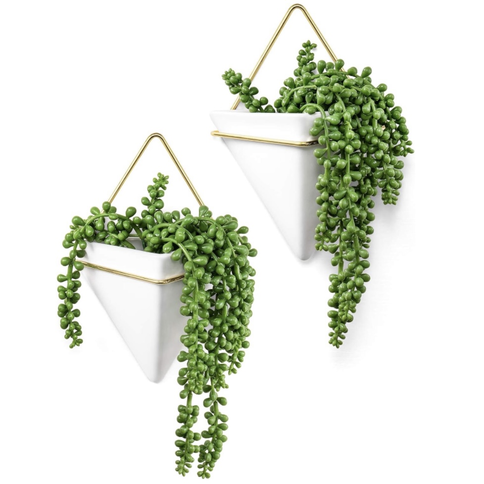 geometric hanging plant pots from Amazon. work office decorating ideas. decor ideas for work space. decorating ideas for home office. home office decor ideas. decorating ideas for work space