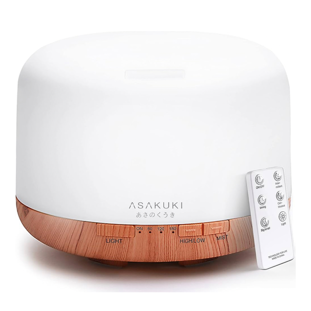 Asakuki essential oil diffuser on Amazon. How to make a DIY self cake kit. self care kit ideas. self care box gift box ideas. what to put in a self care bok. self care package, basket, hamper kit for women.