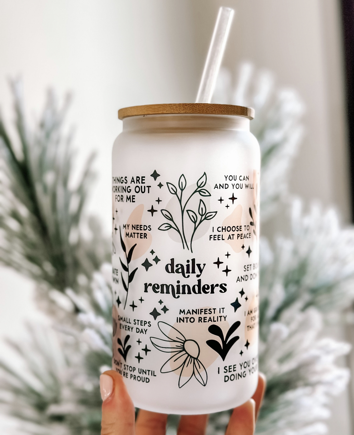 etsy daily reminders affirmation tumbler. summer self-care essentials for health and wellness. summer essentials for wellness. best summer wellness items and products.