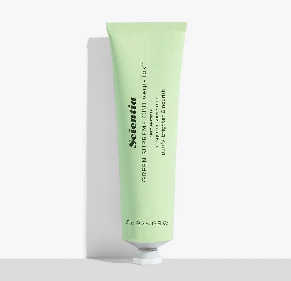 Scientia green rescue mask. summer self-care essentials for health and wellness. summer essentials for wellness. best summer wellness items and products.